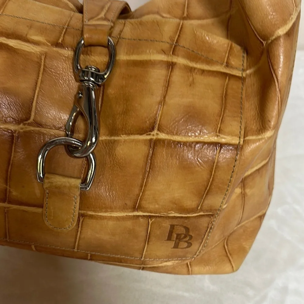 Dooney & Bourke Brown Hobo Bag with Crocodile Texture